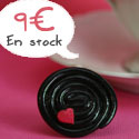 Bague fimo Réglisse coeur