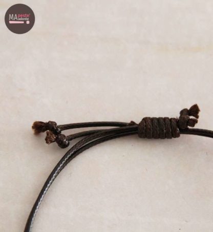 Bracelet "one" - Coton ciré Noir