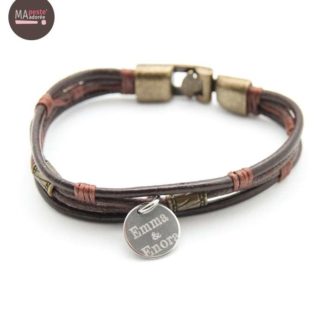 Bracelet "Papa" Cuir et Bronze