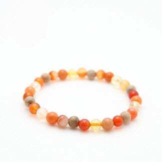 Bracelet femme pour cultiver la joie et la bonne humeur avec des pierres naturelles jaunes, oranges et rouges
