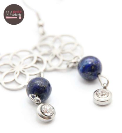 Boucles Fleur de Vie en Lapis Lazuli