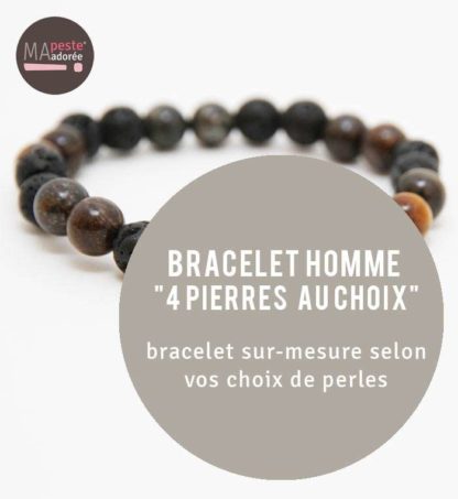 Bracelet Homme 4 pierres Au choix