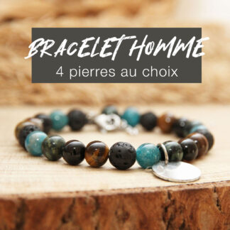 Bracelet pour homme en pierres naturelles avec votre propre choix de perles