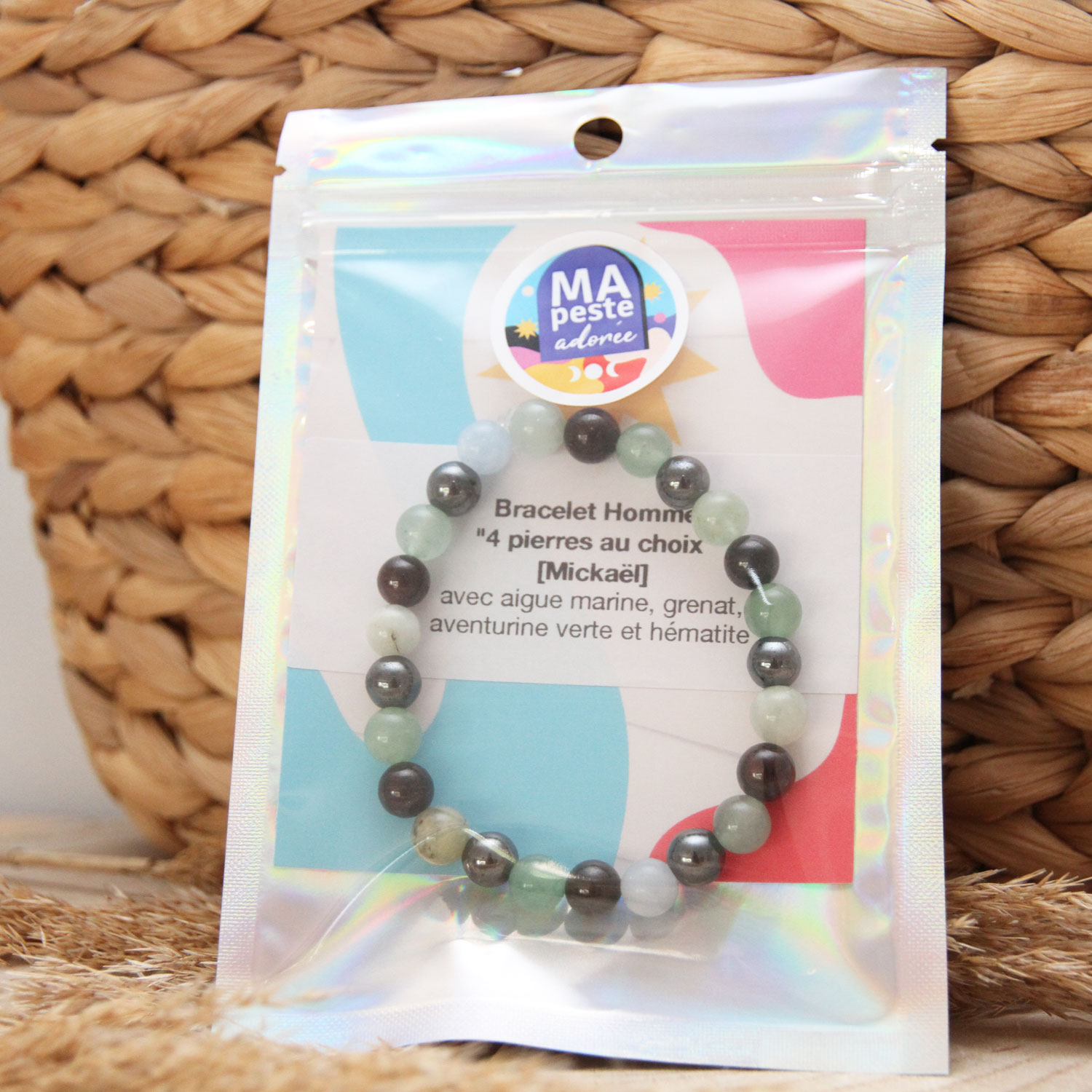 Bracelet homme avec 4 pierres lithothérapie a choisir parmi la liste proposée