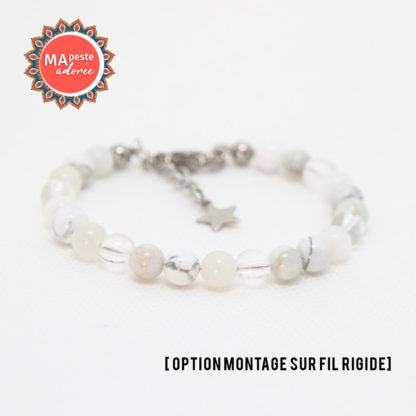 bracelet solide en pierres blanches naturelles