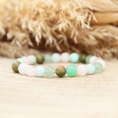 Bracelet bien-être pour enfant – Pierres du chakra du cœur – soutien émotionnel et sécurité affective.