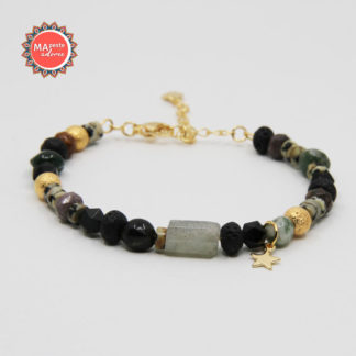 Bracelet lithothérapie Labradorite or