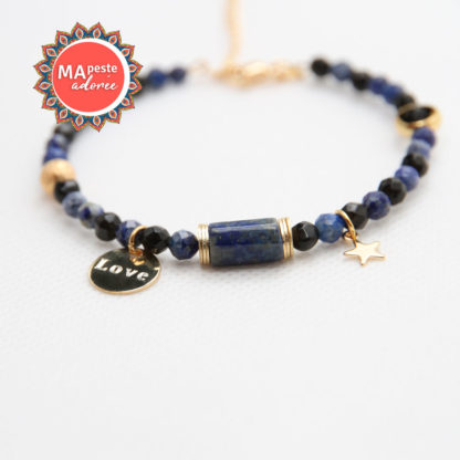 bracelet or et lapis lazuli pour femme