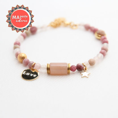 bracelet lithothérapie quartz rose femme