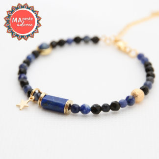 bracelet femme lapis lazuli or
