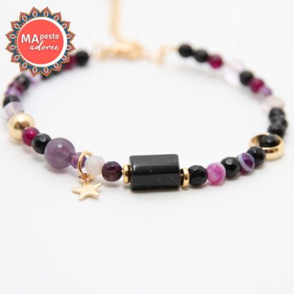 bracelet femme avec améthyste, amétrope, tourmaline pour être protégée