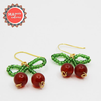 boucles d'oreilles cerises en cornaline