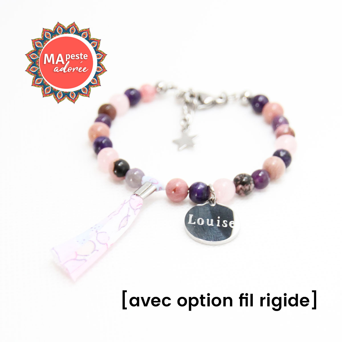 Bracelet taille enfant au message chrétien  Life et perles rose