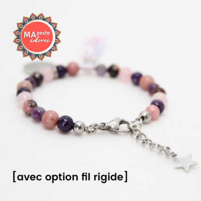 bracelet femme ou enfant avec pierres roses