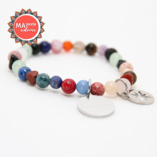 bracelet femme ou enfant multicolore en pierres naturelles