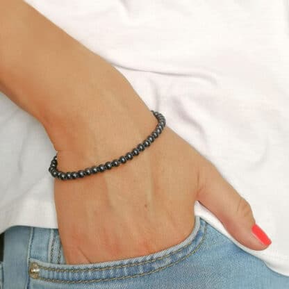 Bracelet femme contre la fatigue en pierre d'hématite