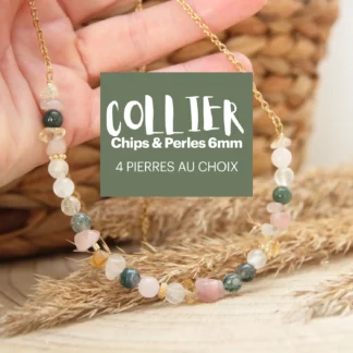 Collier ras de cou femme en pierres naturelles, montage sur chaîne fine en acier inoxydable (doré/argenté), bijou personnalisé et fait main.