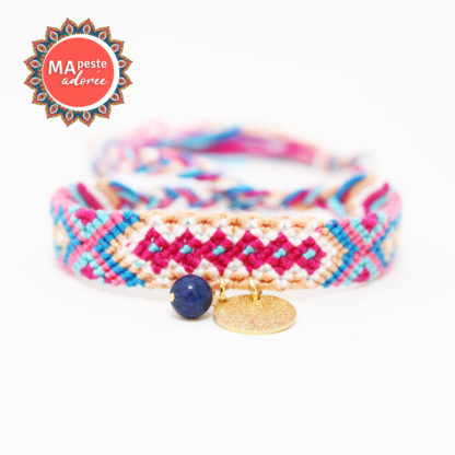 bracelet brésilien rose et bleu avec lapis lazuli