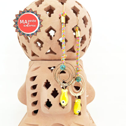Boucles d'oreilles originales longues avec turquoise