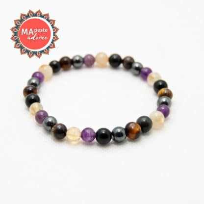 Bracelet femme pierres triple protection
