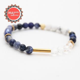 bracelet pierres bleu blanc