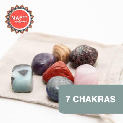 Voici un kit de 7 pierres roulées qui représentent les 7 chakras