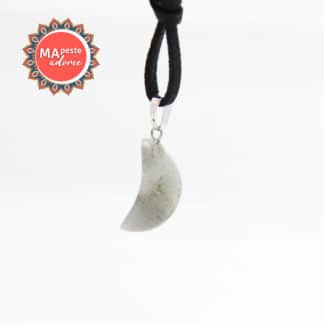 Pendentif Protection Labradorite fleur sculpté Ref 9095