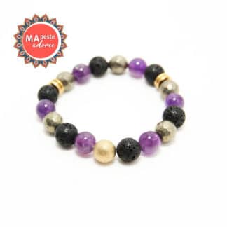 Bracelet femme avec grosses perles naturelles 10mm sur le thème être cool