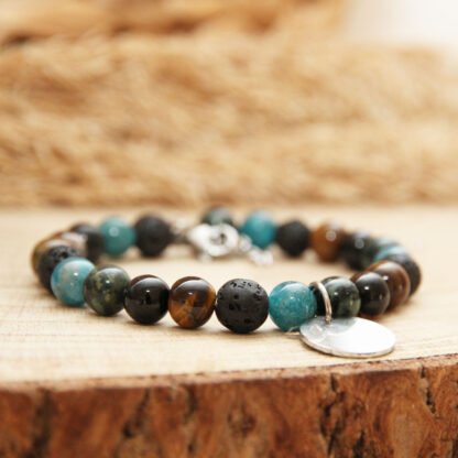 Bracelet soin personnalisé avec pierres naturelles pour homme