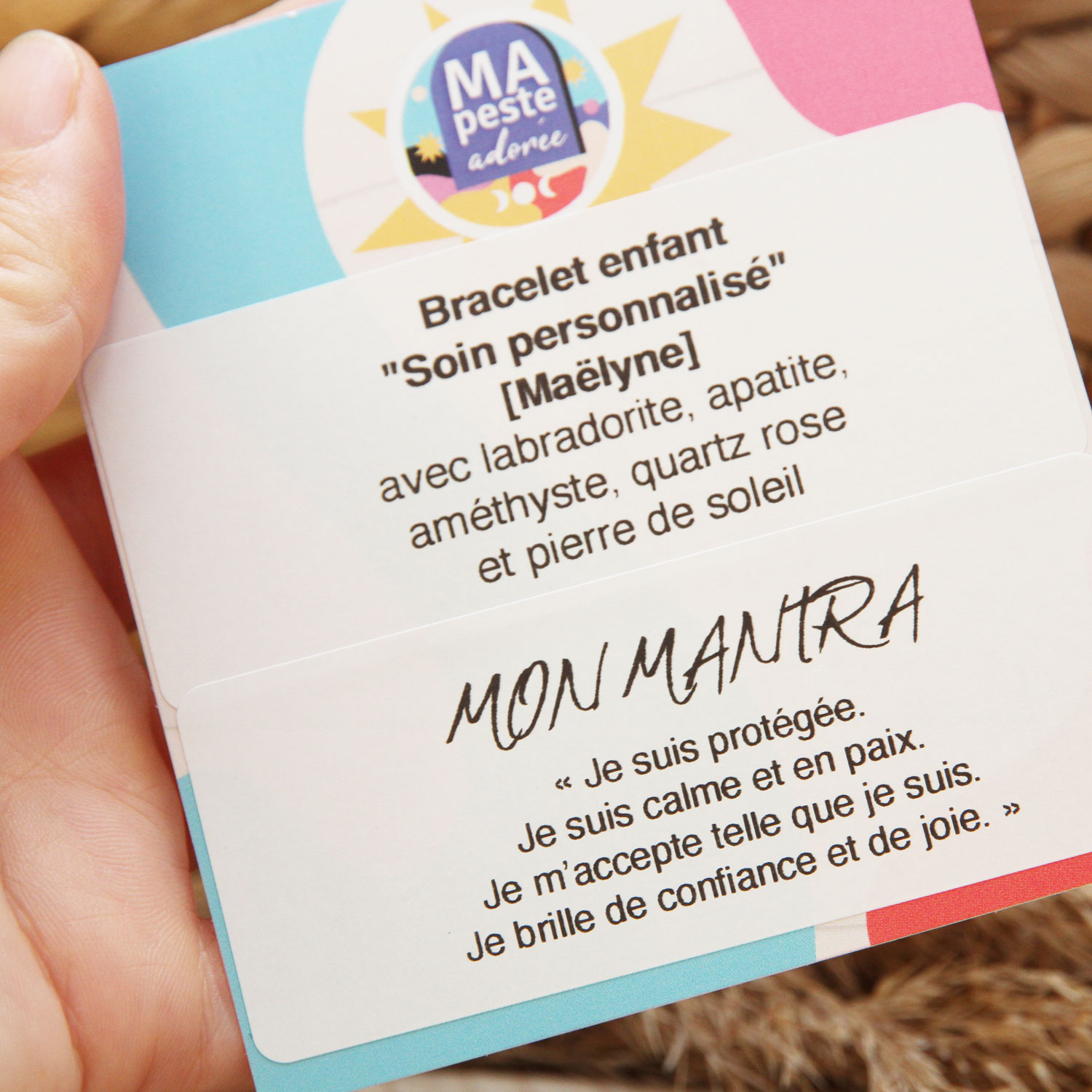 Bracelet de guérison ou soin personnalisé en pierres naturelles pour enfants