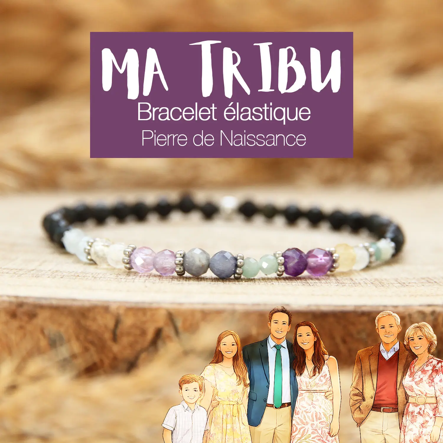 Bracelet Tribu lithothérapie avec pierres de naissance, une création Ma Peste Adorée