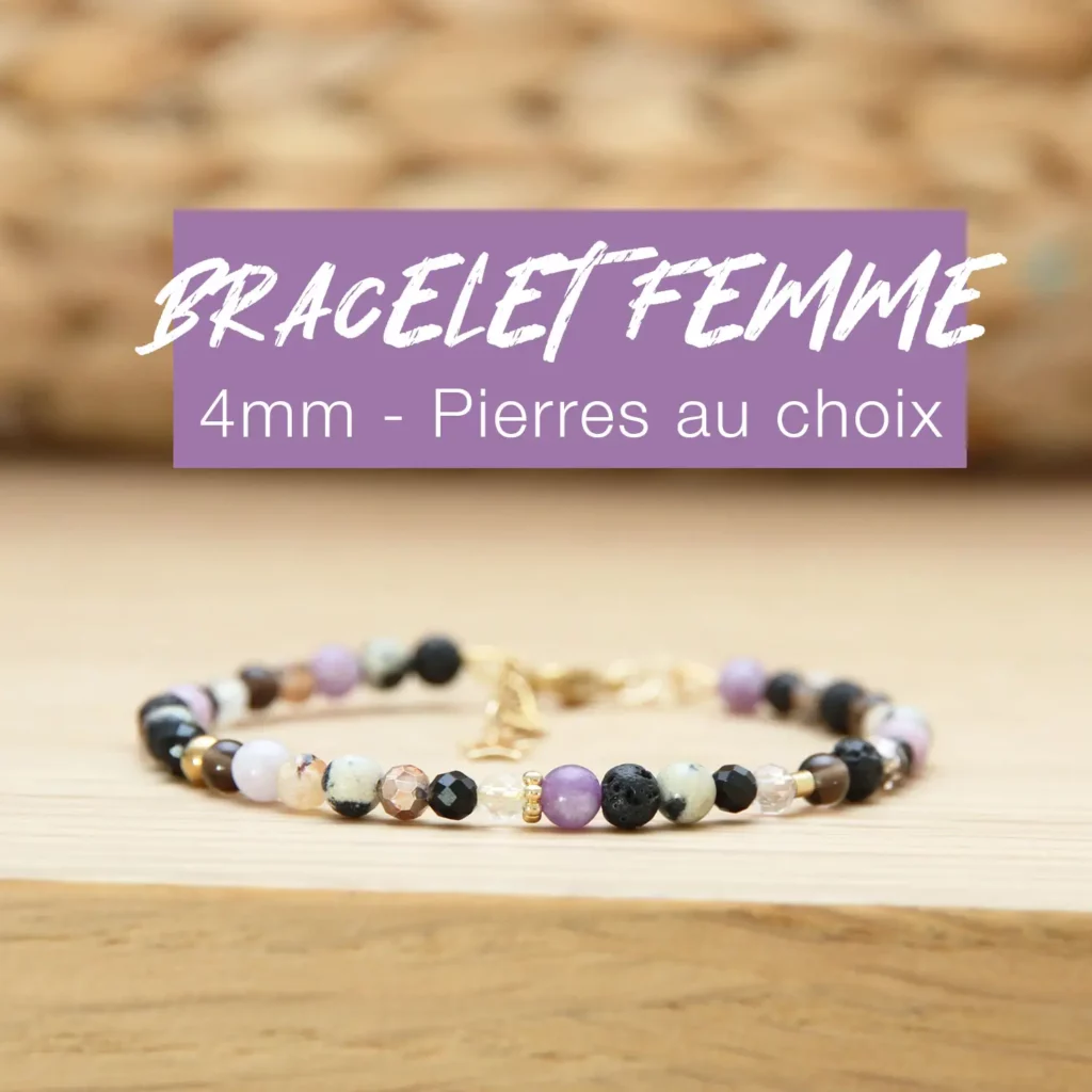 Le bracelet lithothérapie femme 4mm avec pierres au choix est une création sur mesure de Ma Peste Adorée