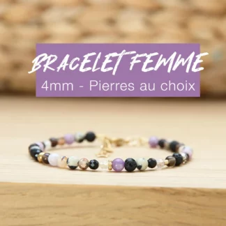 Le bracelet lithothérapie femme 4mm avec pierres au choix est une création sur mesure de Ma Peste Adorée