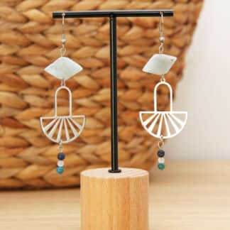 Boucles d'oreilles avec perles bleues "solstice"