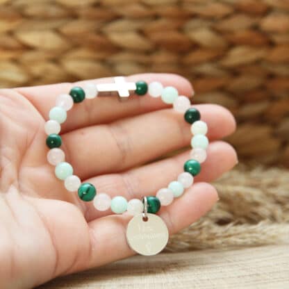 Bracelet en pierres pour fille ou garçon qui fête sa première communion