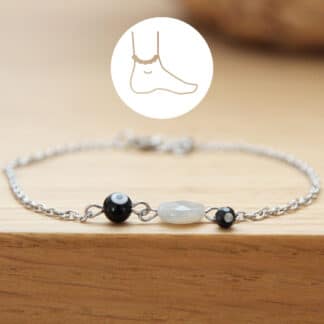 Bracelet de cheville de protection en pierres naturelles