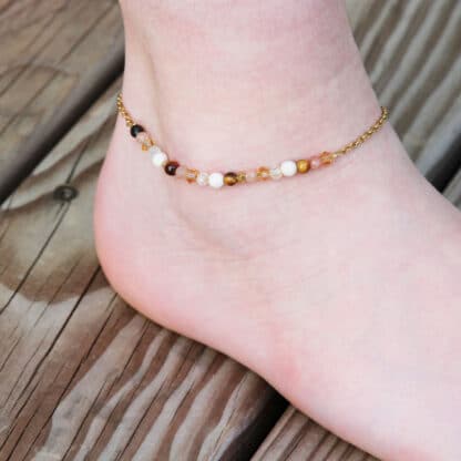 Bracelet de cheville avec pierres naturelles