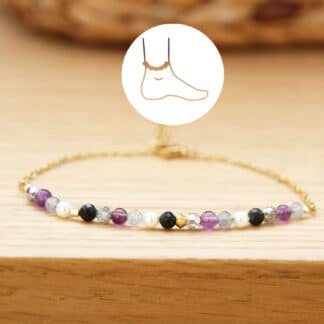 Chaîne de cheville de protection avec améthyste et labradorite
