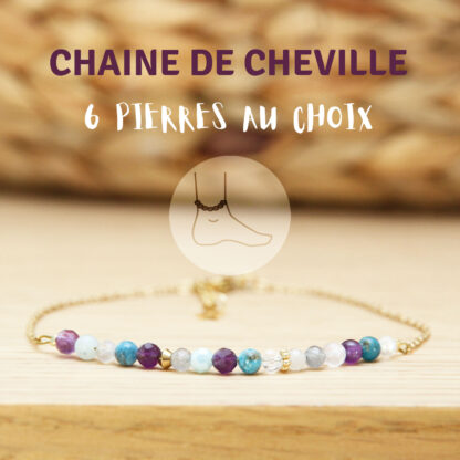 Chaîne de cheville avec pierres naturelles à choisir parmi la sélection