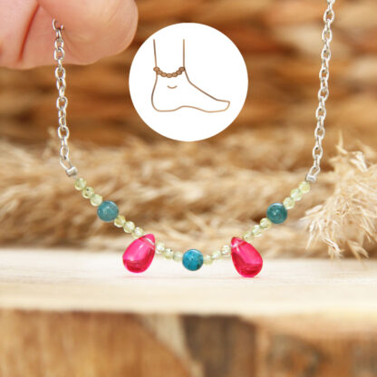 Chaine ou bracelet de cheville en pierres naturelles