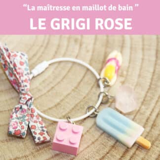Grigri cadeau pour maîtresse avec pendentif en résine et pierre naturelle quartz rose – création originale Ma Peste Adorée