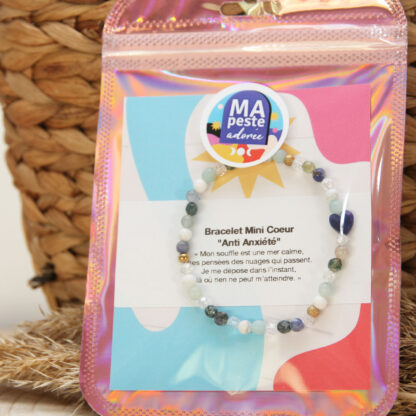 Bracelet anti-anxiété en pierres naturelles avec cœur en sodalite – Bijou fait main