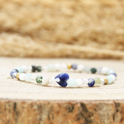 Bijou bien-être anti-stress en pierres naturelles – Bracelet cœur facetté en sodalite 8 mm