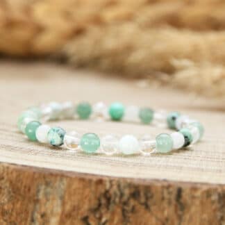 Bracelet lithothérapie Équilibre Hormonal : pierres fines pour soutien émotionnel et bien-être