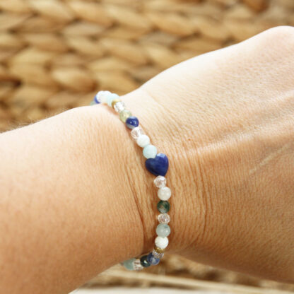 Bracelet lithothérapie pour la gestion du stress – Pierres naturelles 4 mm et perles de verre