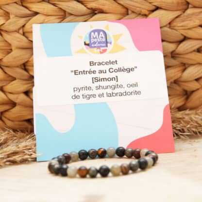Bracelet entrée au collège en pierres naturelles 6 mm – modèle mixte fille ou garçon