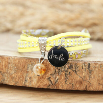 Bracelet enfant citrine Rayon de Joie — Liberty jaune Daisy Daisy création artisanale