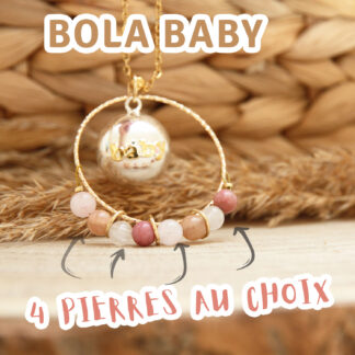Bola de grossesse Baby personnalisé avec pierres naturelles au choix, un bijou tendre pour accompagner votre maternité.