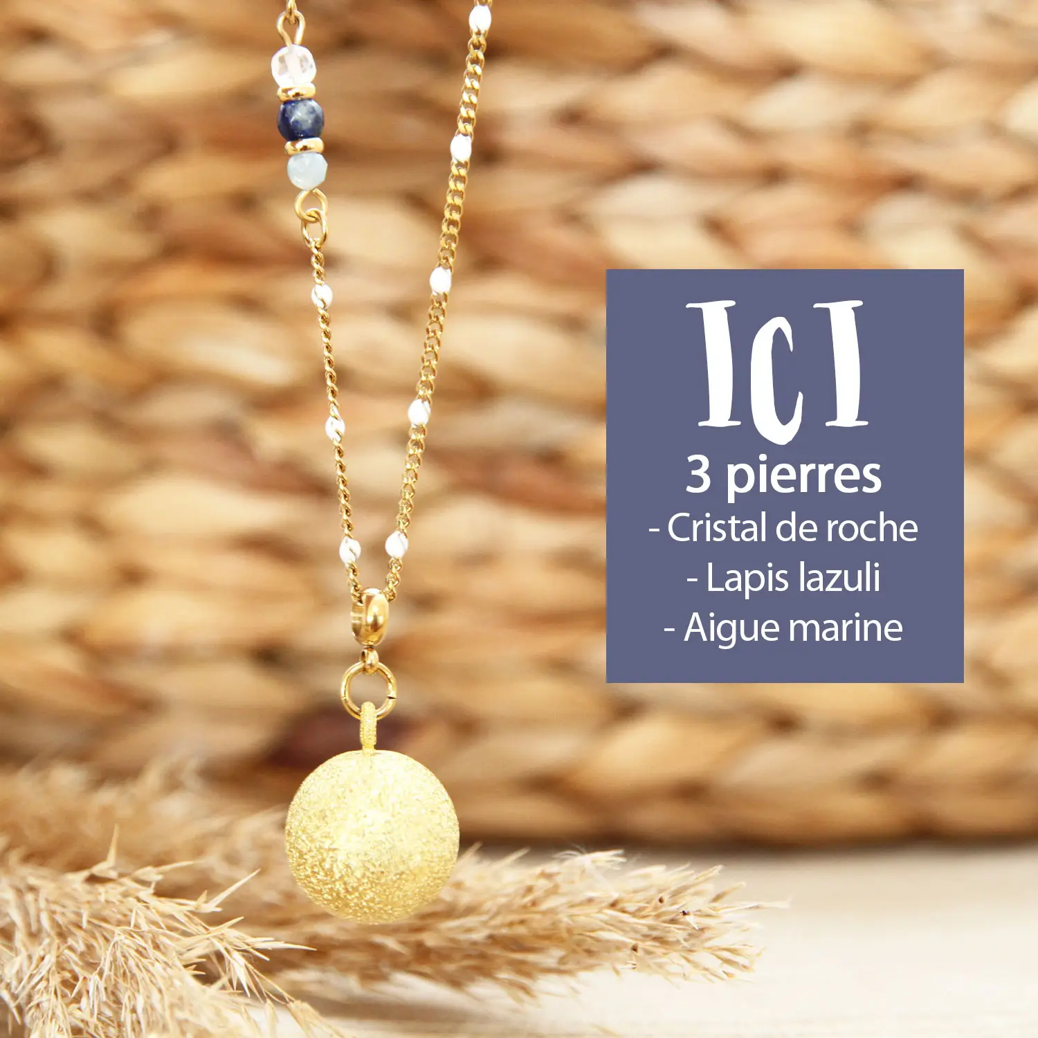 Bola de grossesse avec 3 pierres de naissance, pour le bébé, la maman et le papa.