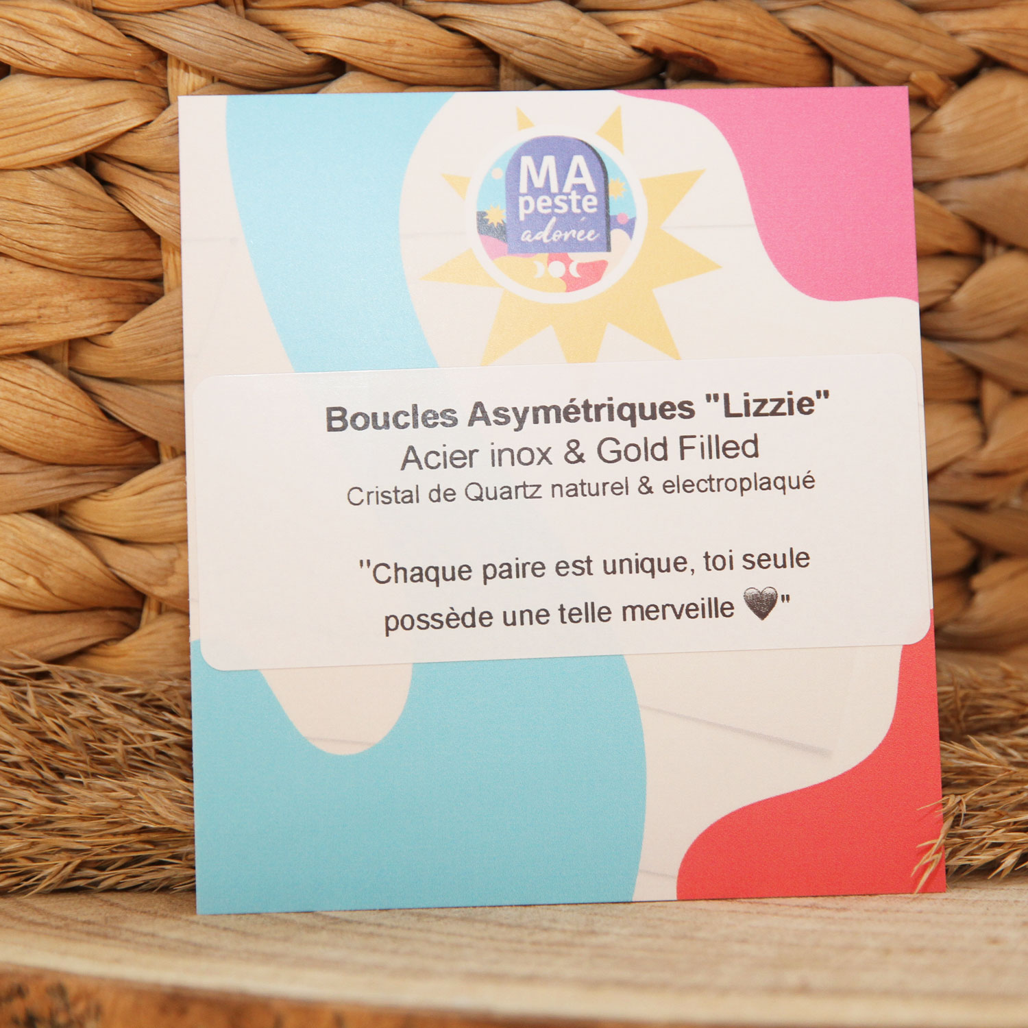 Boucles d'oreilles originales "Lizzie" xl et asymétriques avec quartz by Ma Peste Adorée